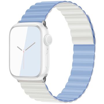 KALEBOL Magnetische Horlogeband Apple Watch Series 10 42mm Siliconen Verstelbaar Bandje - Blauw Wit