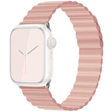 KALEBOL Magnetische Horlogeband Apple Watch Series 10 42mm Siliconen Verstelbaar Bandje - Roze