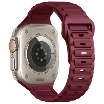 KALEBOL horlogebandje Apple Watch Series 10 42mm Siliconen band met drie kralen - Wijnrood