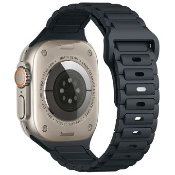 KALEBOL horlogebandje Apple Watch Series 10 42mm Siliconen band met drie kralen - Middernachtblauw