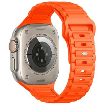 KALEBOL horlogebandje Apple Watch Series 10 42mm Siliconen band met drie kralen - Oranje