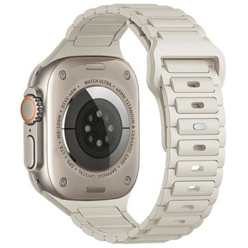 KALEBOL horlogebandje Apple Watch Series 10 42mm Siliconen band met drie kralen - Sterlicht