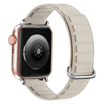Siliconen horlogebandje Apple Watch Series 10 42 mm magnetische omgekeerde gesp - Starlight