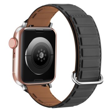 Siliconen horlogebandje Apple Watch Series 10 42mm magnetische omgekeerde gesp - Grijs + Bruin
