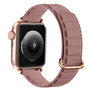 Siliconen horlogebandje Apple Watch Series 10 42 mm magnetische omgekeerde gesp - Rouge Pink
