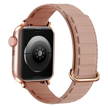 Siliconen horlogebandje Apple Watch Series 10 42mm magnetische omgekeerde gesp - Rose Grey+Oxford Pink