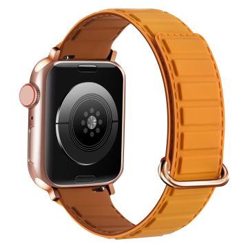 Siliconen horlogebandje Apple Watch Series 10 42mm magnetische omgekeerde gesp - Geel + Bruin