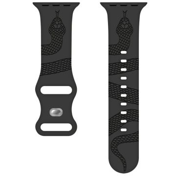 Siliconen horlogebandje Apple Watch Series 10 42 mm Dual Color Snake Pattern Engraved - Grijs / Zwart
