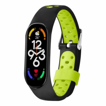 Xiaomi Mi Band 7 / 6 / 5 / 4 / 3 NFC Horlogebanden Dual Color Ademend Flexibele Bandjes - Zwart+Groen