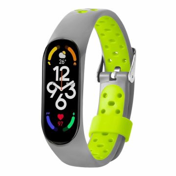 Xiaomi Mi Band 7 / 6 / 5 / 4 / 3 NFC Horlogebanden Dual Color Ademende Flexibele Bandjes - Grijs+Groen