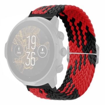 Suunto Spartan Sport Pols HR Baro / Suunto 7 Horlogeband 24mm Gevlochten Nylon Band - Rood+Zwart