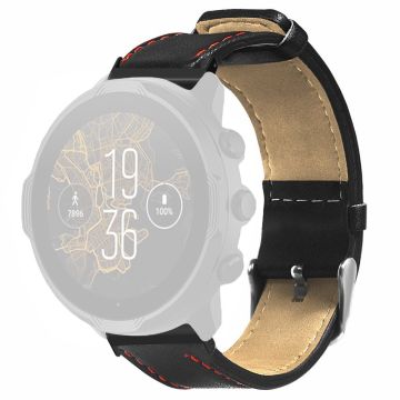 Suunto Spartan Sport Polshorloge HR Baro / Suunto 7 Horlogebandje 24mm Echt Koe Leder Bandjes - Zwart