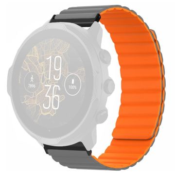 Suunto Spartan Sport Pols HR Baro / Suunto 7 Magneetband 24mm Siliconen horlogeband - Grijs+Oranje