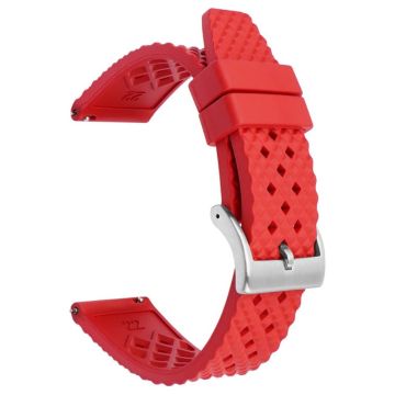 Huawei Horloge GT 4 46mm / 4 Pro Bandje 22mm Fluorubber Horlogebandje - Rood + Zilveren Gesp