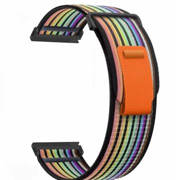 Suunto Spartan Sport Pols HR Baro / Suunto 9 Nylon Horlogeband 24mm Lusband - Zwart + Regenboog