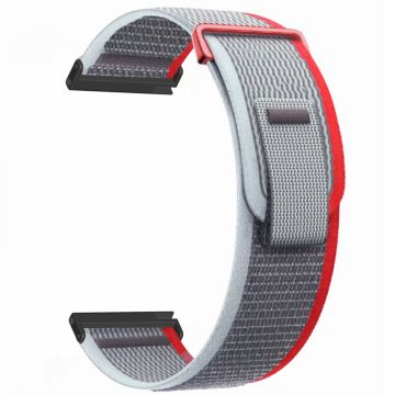 Suunto Spartan Sport Pols HR Baro / Suunto 9 Nylon Horlogeband 24mm Lusband - Rood + Grijs