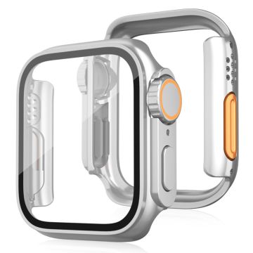 Stootbestendig Apple Watch Series 6 5 4 SE (2022) SE (2023) SE 40mm horlogehoesje met beschermfolie van gehard glas - Zilver