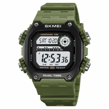 SKMEI 2126 Waterdicht Vierkant Digitaal Horloge - Legergroen