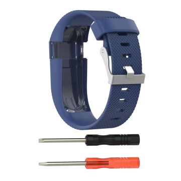 Fitbit Charge HR Zachte Siliconen Horlogebandje - Donkerblauw / Maat: L