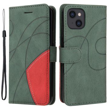 Gestructureerde leren case met strap voor iPhone 15 - Groen