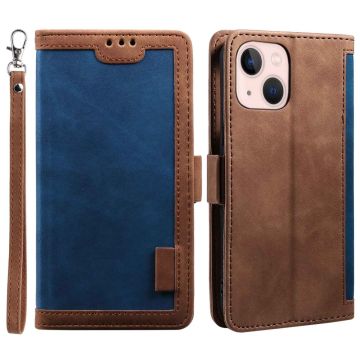 Surburbian iPhone 15 leren flip Hoesje - Blauw