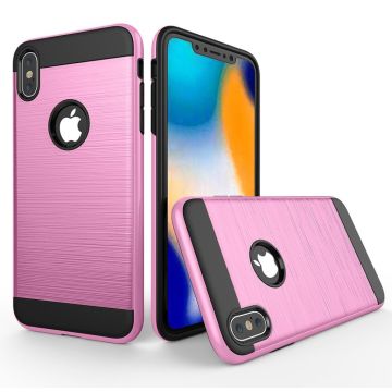 iPhone Xs Max brushed combo Hoesje - Roze