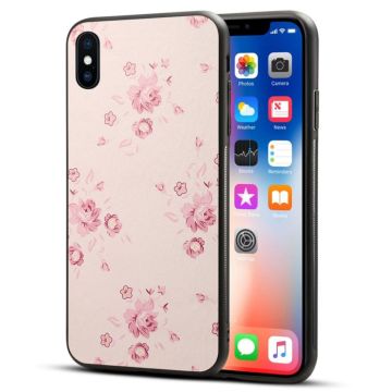 iPhone Xs Max Patroon Leer hybrid Hoesje - Blooming Flower