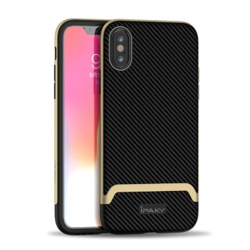 IPAKY iPhone Xs Max detachable bumper combo Hoesje - Zwart / Gold