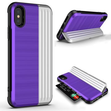 ANGIBABE iPhone Xs Max dual layer kickstand hybrid Hoesje - Purper / Silver