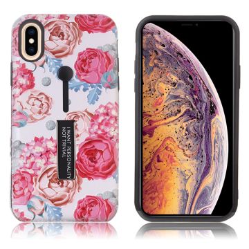 iPhone Xs Max peony Patroon combo Hoesje - Rose Peony