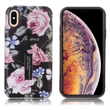 iPhone Xs Max peony Patroon combo Hoesje - Roze Peony