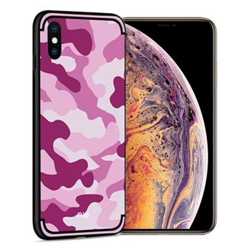 NXE iPhone Xs Max camouflage Patroon hybrid Hoesje - Roze