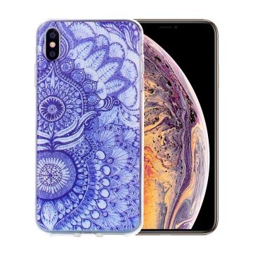 iPhone Xs Max beskyttelses Hoesje av TPU med printet mønster - blå lotus