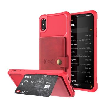 iPhone Xs Max kickstand Leer Hoesje - Rood