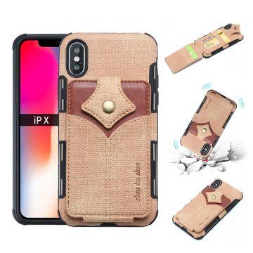 SHOUHUSHEN iPhone Xs Max maple buckle Leer Hoesje - Goud