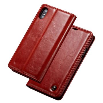 CASEME iPhone Xs Max oil wax Leer flip Hoesje - Rood