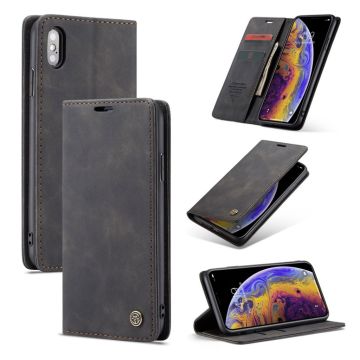 CASEME iPhone Xs Max Leer flip Hoesje - Zwart