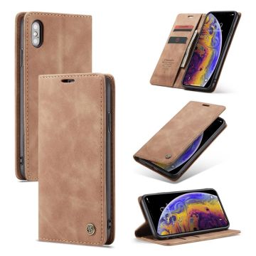 CASEME iPhone Xs Max Leer flip Hoesje - Khaki