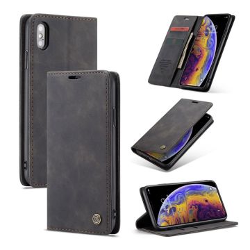 CASEME iPhone XS auto-absorbed Leer flip Hoesje - Zwart