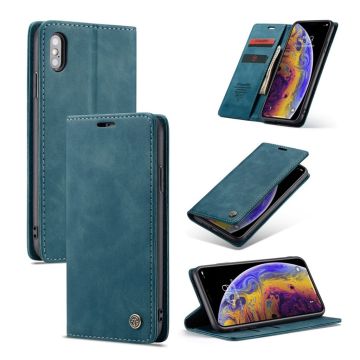 CASEME iPhone XS auto-absorbed Leer flip Hoesje - Blauw