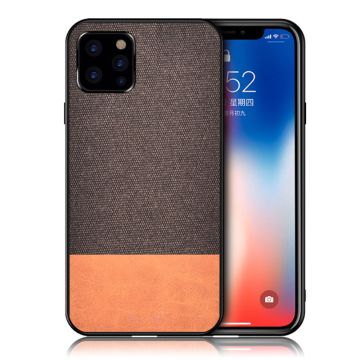 Berlin iPhone 11 Pro Max Hoesje - Koffie + Oranje / Doek+Pu Stijl