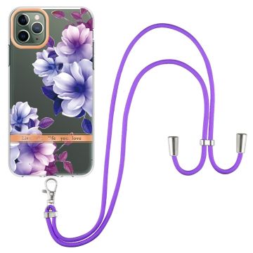 Slanke en duurzame softhoes met sleutelkoord voor iPhone 11 Pro Max - Purple Begonia