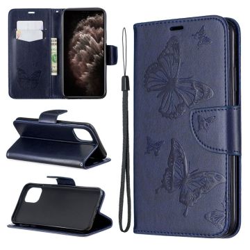 Butterfly iPhone 11 Pro Max leren Hoesje - Blauw