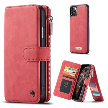 CaseMe iPhone 11 Pro Max retro portemonnee Hoesje - Rood