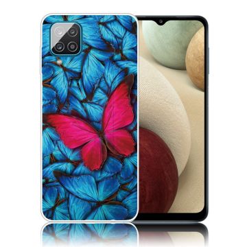 Butterfly Samsung Galaxy A12 5G leren Hoesje - Rode Vlinder