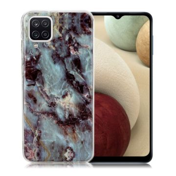 Marble design Samsung Galaxy A12 5G Hoesje - Groenblauw / Zwart Marmer