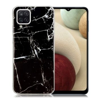 Marble design Samsung Galaxy A12 5G Hoesje - Zwart