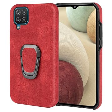 Schokbestendige leren hoes met ovale kickstandaard voor Samsung Galaxy A12 5G - Rood