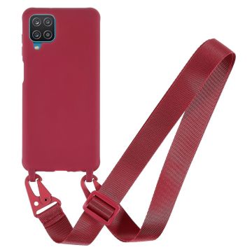 Dun TPU hoesje met matte afwerking en verstelbare band voor Samsung Galaxy A12 5G - Rood