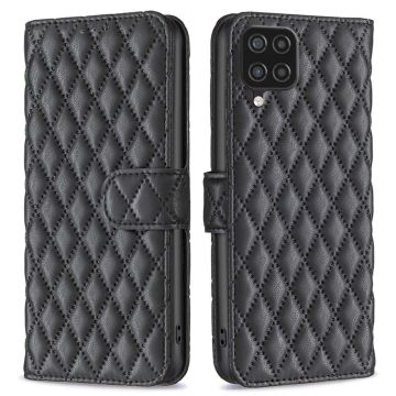 Ruitpatroon matte flip case voor Samsung Galaxy A12 5G - Zwart